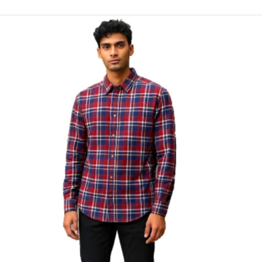Banana Republic Teen Boys Plaid Shirt Small Long Sleeve Button Slim Fit